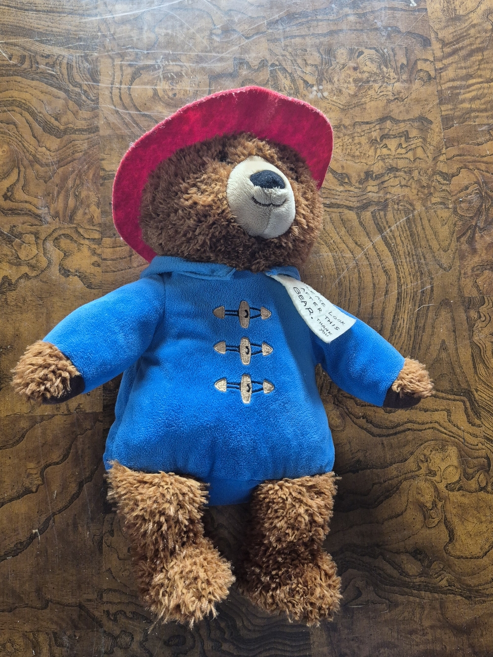 Brown Bear Plush in Blue Coat with Red Hat - Classic Kids Stuffed Animal